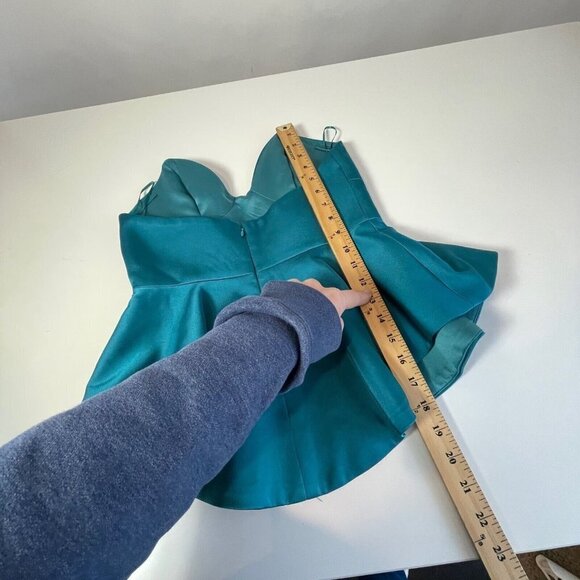 Keepsake Womens Stolen Hearts Strapless Bustier Peplum Top Blue M Satin Back Zip - Picture 8 of 9